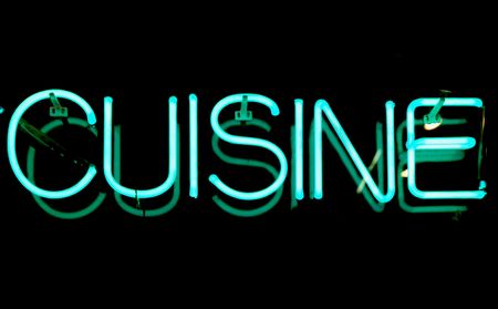 Blue neon sign - Cuisineの写真素材