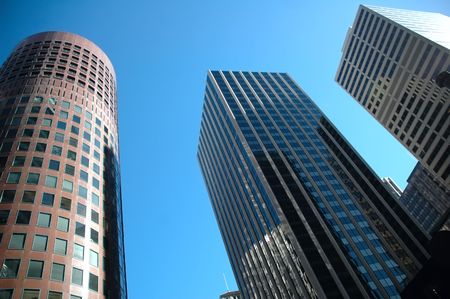 Skyscrapers set against the blue sky