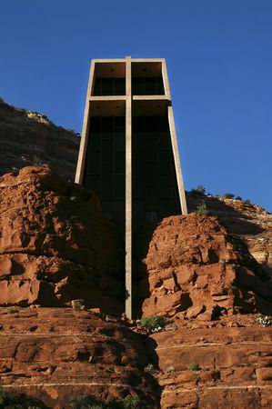Chapel of the Holy Cross in Sedona, Arizona. Designed in 1956 by Marguerite Brunswig Staude, a pupil of Frank Lloyd Wright.の写真素材