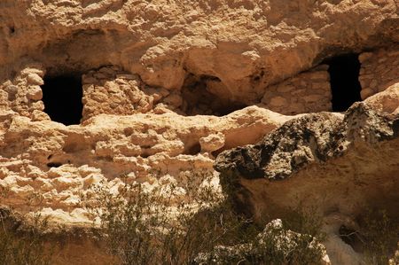 Ancient Native American storage rooms at Montezuma's Castle National Monument, Camp Verde, Arizonaのeditorial素材