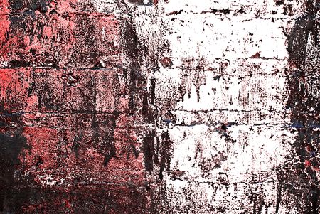 Deteriorating painted brick wall stylized with grunge effects (part of a photo illustration series)