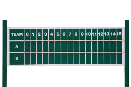 Close up old and dirty green score board table,isolation on white backgroundの写真素材