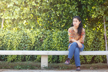 beauty asian woman in park with vintage styleの写真素材
