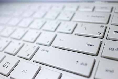 close up keyboard Thai language, very soft focus, focus at Enter