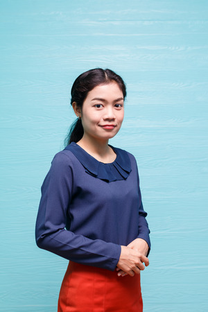 emotion of asian business woman in studio photo shootの写真素材