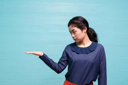 emotion of asian business woman in studio photo shootの写真素材