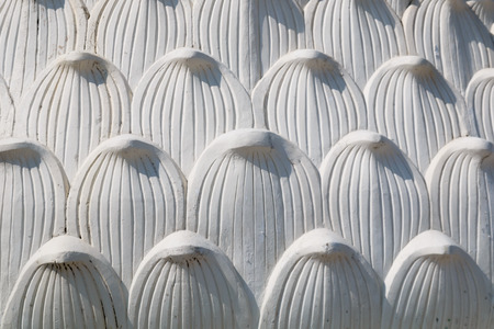 white sculpture lotus flower, art of buddha culture, asian thailandの写真素材