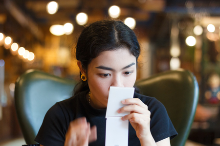 traveler young beauty asian woman sitting at chair traveling at bangkok thailand