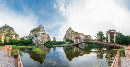 beautiful view at Khao Ngoo Rock Park, Ratchaburi, national park in Thailandの写真素材