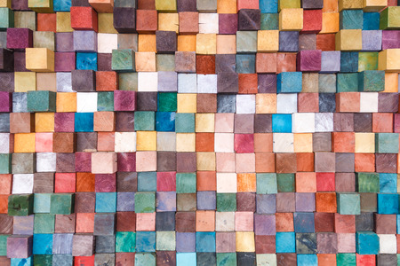 close up wooden blog square grid for decorate wallpaperの写真素材