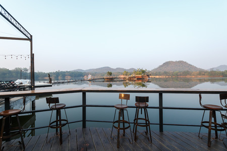 beautiful view of natural resort is lake and mountainの写真素材