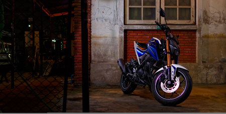 BANGKOK, THAILAND - September 25, 2016, YAMAHA M-SLAZ motorbike take fashion photo on vintage...