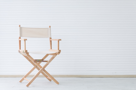 modern wooden chair on clean room wirg copyspace, minimalism conceptの写真素材