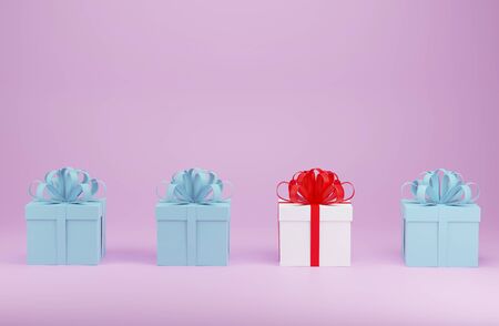 3d render gift box white pastel color conceptの写真素材