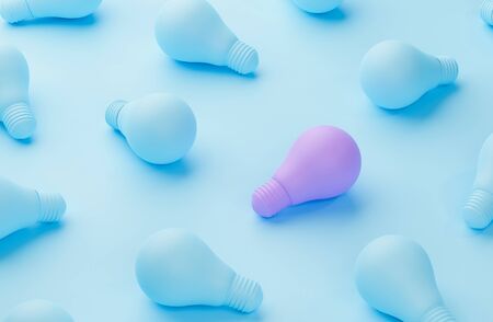 3D render light bulb art conceptual on color backgroundの写真素材