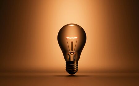 3D render light bulb art conceptual on color background