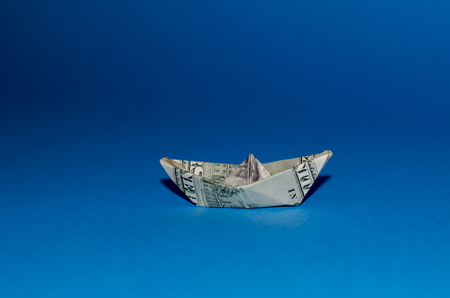 boat 100 dollar banknoteの写真素材