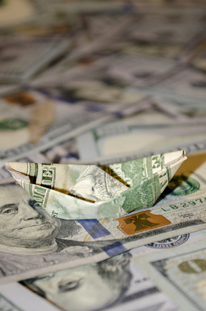boat dollar banknoteの写真素材