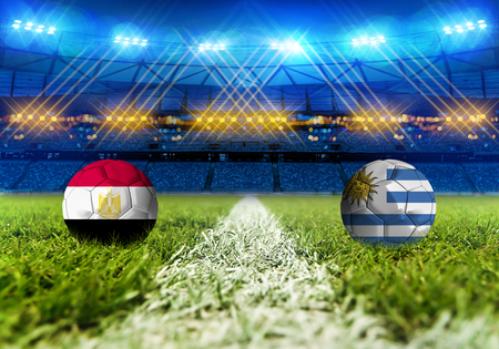 3D rendering Football Russia 2018. group A, Egypt VS Uruguayの写真素材