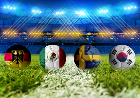 3D rendering Football Russia 2018. group F, Germany, Mexico, Sweden, Korea Republicの写真素材