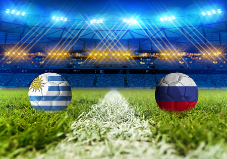 3D rendering Football Russia 2018. group A, Uruguay VS Russiaの写真素材