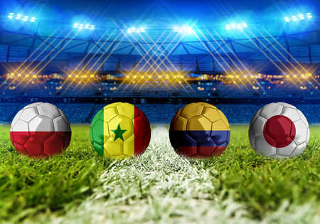 3D rendering Football Russia 2018. group H, Poland, Senegal, Colombia, Japanの写真素材