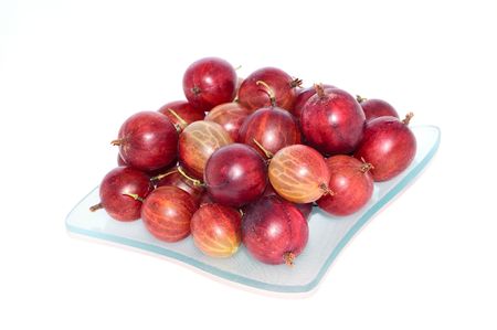 Red gooseberries on a white background.の写真素材
