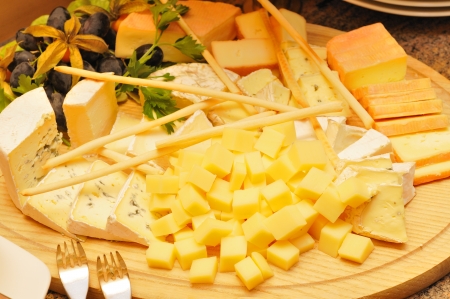 Cheese platter with different varieties の写真素材