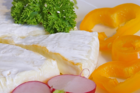 French soft cheese on a plateの写真素材