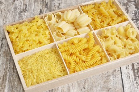 Various types of pasta with decoration.の写真素材
