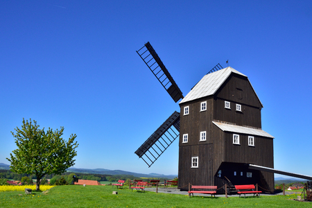 Kottmarsdoefer windmill in upper lusatiaの写真素材