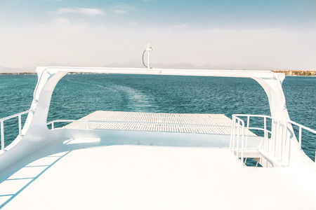 luxury yacht, stern interior, comfortable design for rest leisure tourism travel and vacation...