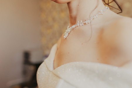 Bride in a white wedding dress. Tenderness, romance.の写真素材