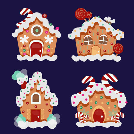 christmas gingerbread houseのイラスト素材