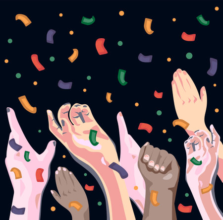 illustration of a party with hands on backgroundのイラスト素材