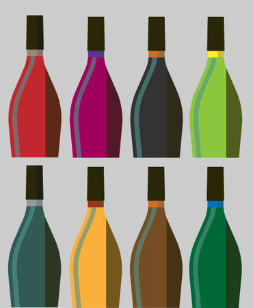 illustration of set champagne bottlesのイラスト素材