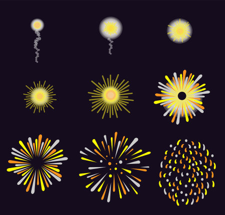 set of fireworksのイラスト素材