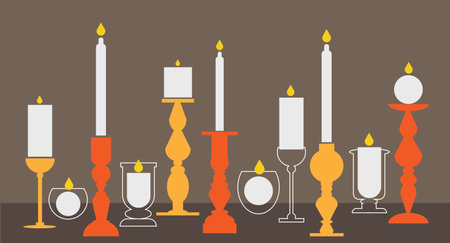 set of black and white candle christmasのイラスト素材