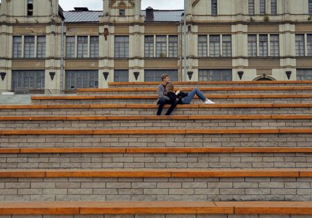 NIZHNY NOVGOROD, RUSSIA - AUGUST 09, 2019: Couple of lovers.のeditorial素材