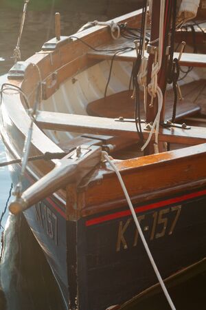DOBROTA, MONTENEGRO, September 22, 2016: closeup of the bow of a sailing boat.のeditorial素材