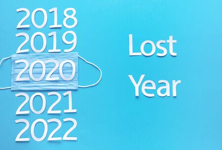Top view with concept about 2020 is lost year