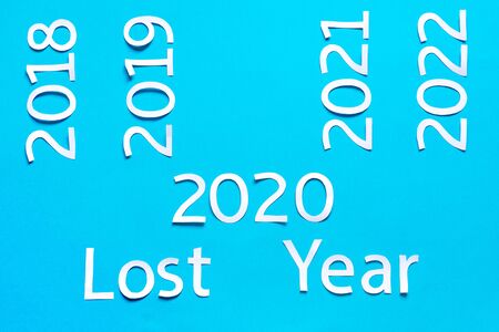 Top view with concept about 2020 is lost yearの写真素材