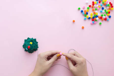 How to make small felt christmas tree at home. Step by step instructions.
