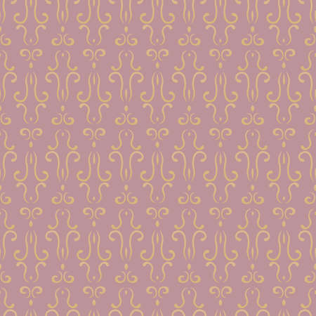 Vintage vector seamless pattern. Gold abstract elements isolated on pink background.のイラスト素材