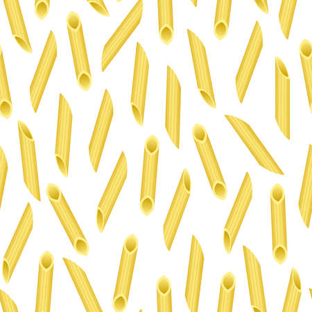 Vector seamless pattern of penne rigate pasta isolated on white background.のイラスト素材