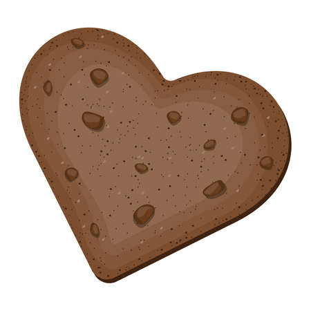 Top view of heart shaped chocolate cookie isolated on white background. vector illustration.のイラスト素材