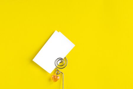 mockup business cards on a colored background, copyspace, topview.の写真素材