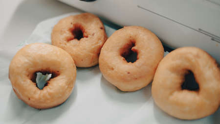 Homemade donuts ready to eatの写真素材
