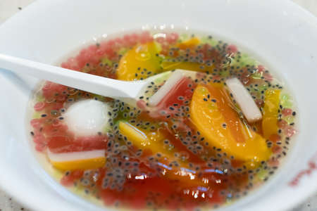 a bowl of colorfull jellyの写真素材