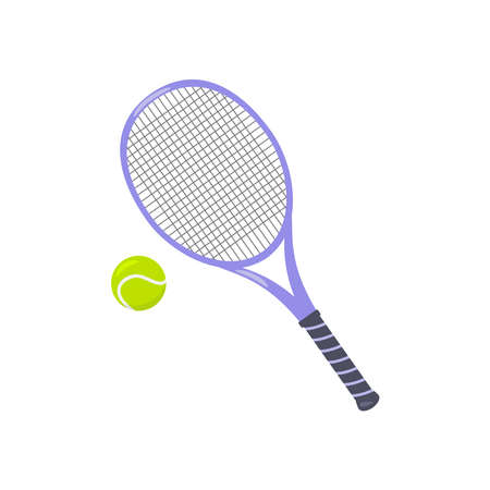 Detailed vector illustration of tennis racket and ball. Equipment for tennis sport game. isolated on white background. flat designのイラスト素材
